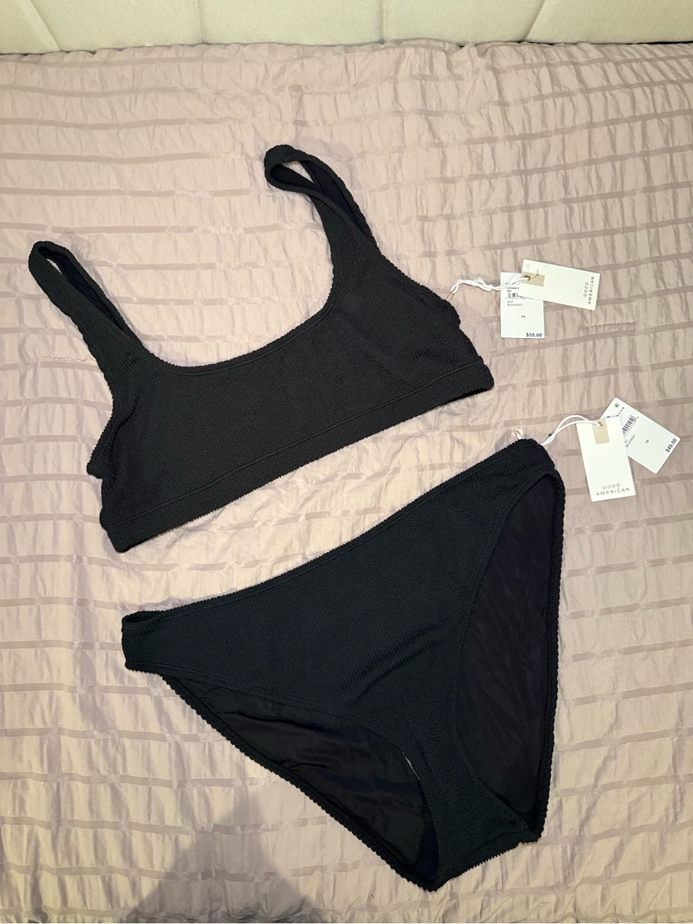 Good American textured black bikini